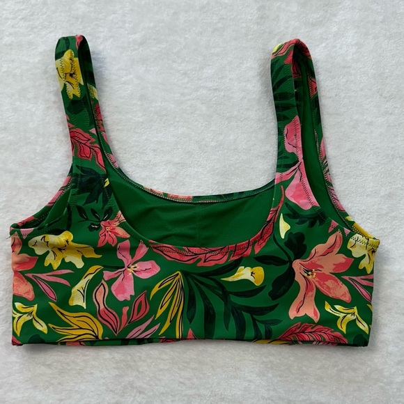 Old Navy Green and Pink Bikini Top with Tropical Print Swimsuit - Picture 5 of 8